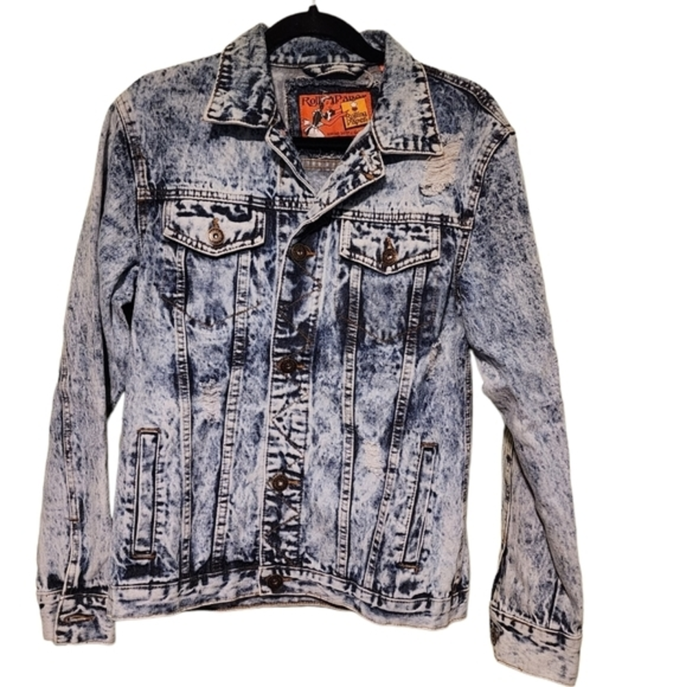 Rolling Paper‎ Men's Acid Washed Distressed Jean Jacket Size Small